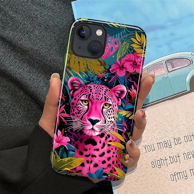 ZHEGAILIAN Case for iPhone 13 14, Panther Leopard Flower Durable Shockproof - Image 5