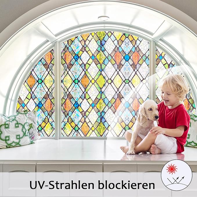 Window Privacy Film, Static Cling Stained Glass Window Film Decorative - Image 4
