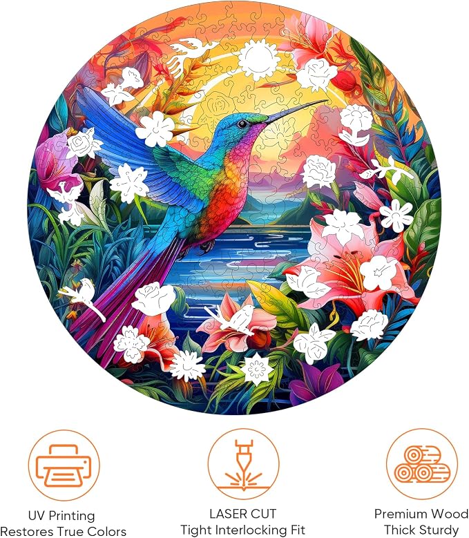 Mocfesk Puzzles for Adults, 500 Pieces Hummingbird Flower Wooden Puzzles - Image 5