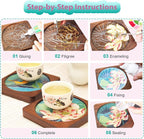 Wooden Coasters Craft Kits – Filigree Enamels Painting DIY Coasters Art - Image 4