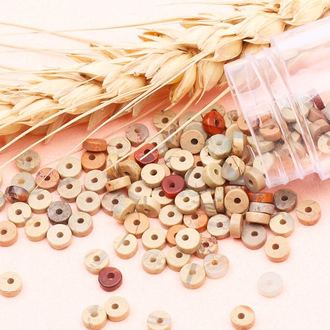 Natural Stone Heishi Beads for Necklace Making, 4mm x 2mm Small Flat Round - Image 7