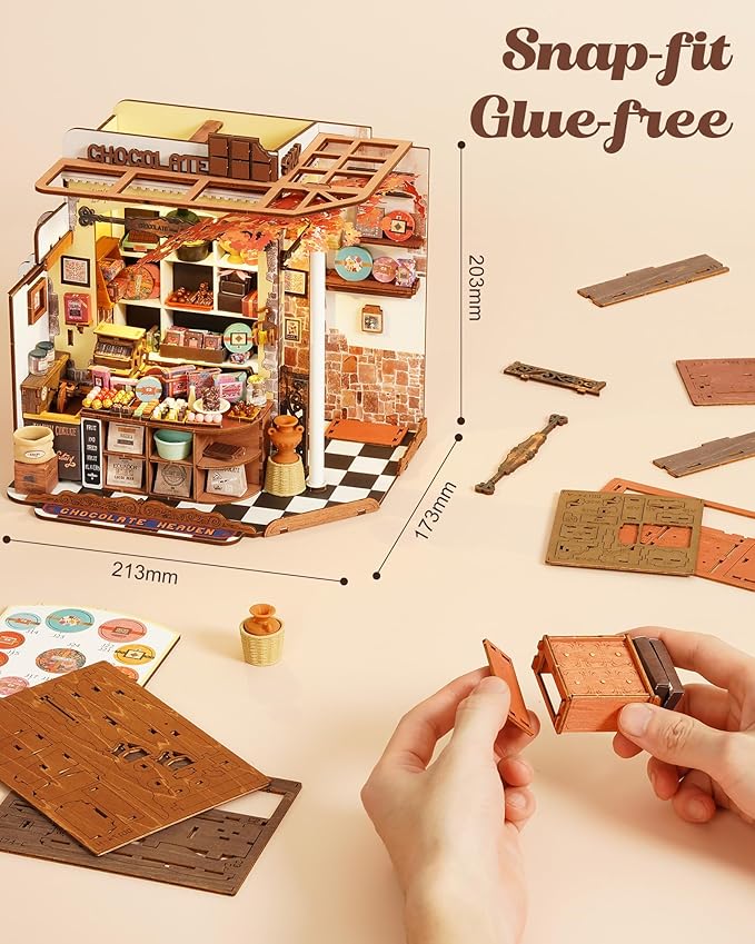 Rolife DIY Miniature House Kit Henry's Chocolate Shop 1:18 Scale Dollhouse - Image 5