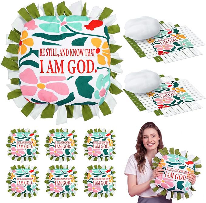 Chunful 6 Sets Christian Tied Pillow Craft Kit Religious Bible Be Still and by Chunful