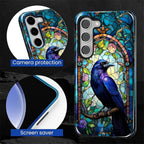 for Samsung Galaxy S23 Plus Case, Crow Faux Stained Glass Pattern Glossy 2 in 1 - Image 6