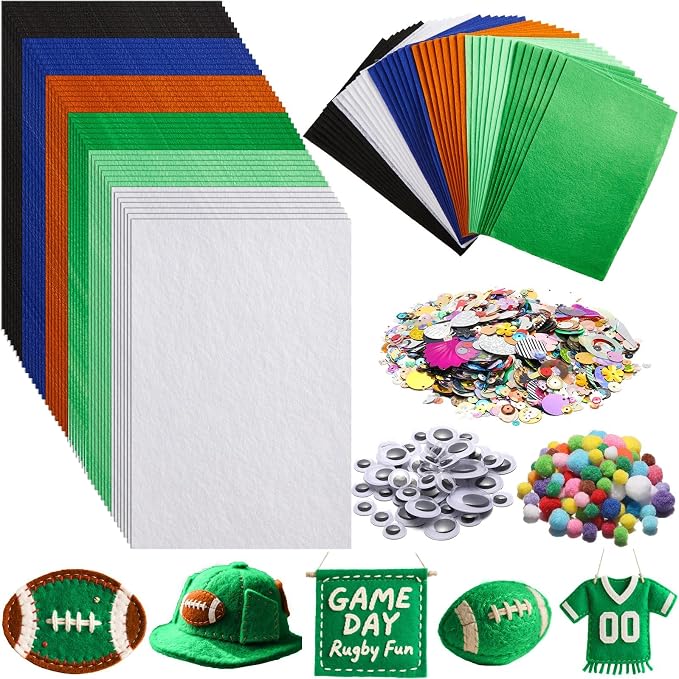 gisgfim 42Pcs Football Felt Fabric Sheets Craft Kit 8 x 12 Inch Green Brown by gisgfim