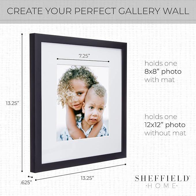 Sheffield Home 9 Piece Gallery Wall Frame Set, 12x12 in. Matted to 8x8 in. - Image 3