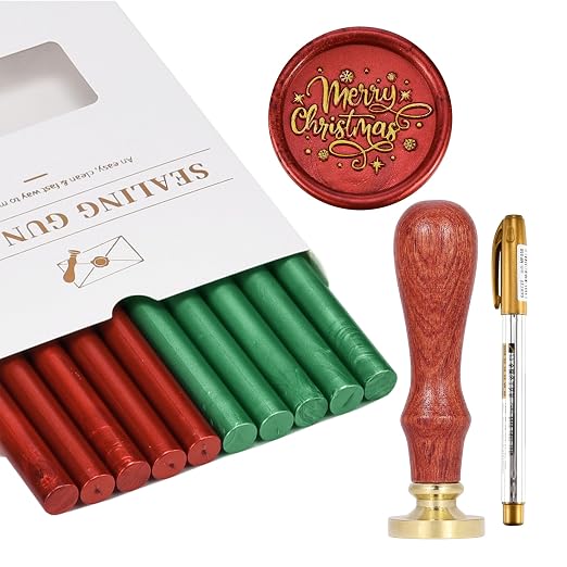 Yoption Wax Seal Kit, Merry Christmas Wax Seal Stamp, Christmas Cards, Wine - Image 2