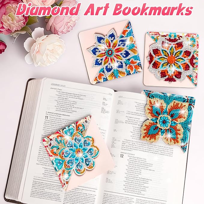 WIVICO 4Pcs Diamond Painting Bookmarks, Diamond Pearl Art Kits - Image 2