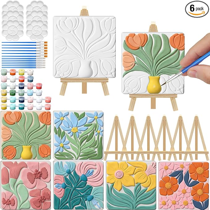 JellyArch 6 Set 3D Flowers Ceramic Painting Kit Ready to Ceramics Make Your Own by JellyArch