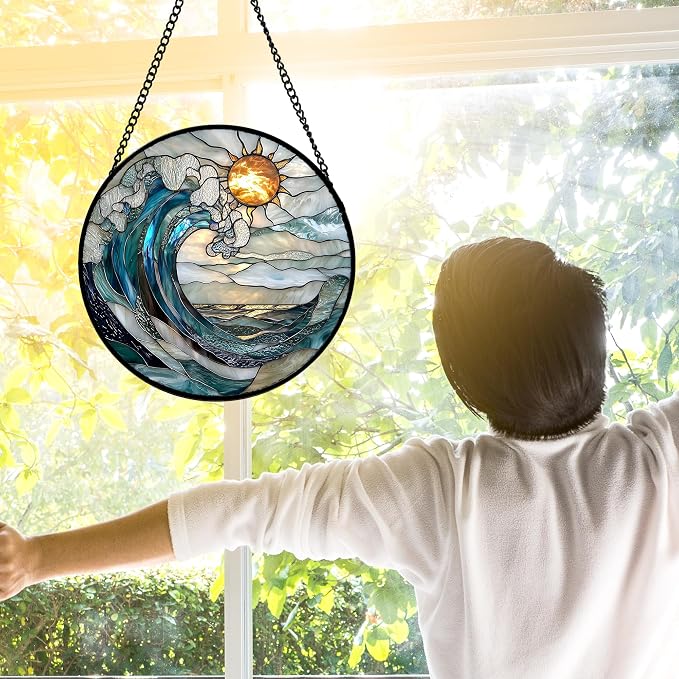 DASTOLL Stained Glass Window Hanging, and Mom 6.3 x6.3 in - Image 3