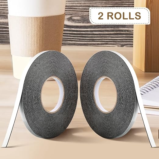 Tatuo 2 Rolls Double Sided Foam Tape 1/2 Inch by 50 Feet Black PE Foam Tape - Image 2