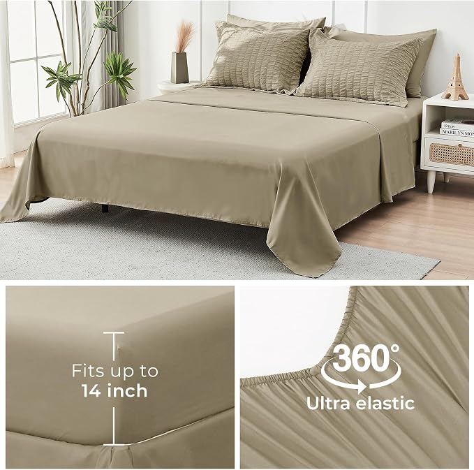 HYMOKEGE Linen California King Comforter Set Seersucker 7 Pieces, All Season - Image 7