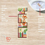 FREEBLOSS 6 Set Cross Stitch Bookmark Kits Fox Bookshelf Pattern Stamped - Image 3
