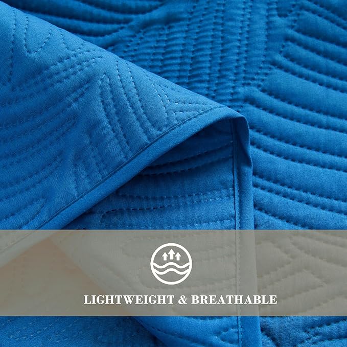 Exclusivo Mezcla California King Quilt Bedding Set, Lightweight Royal Blue - Image 5