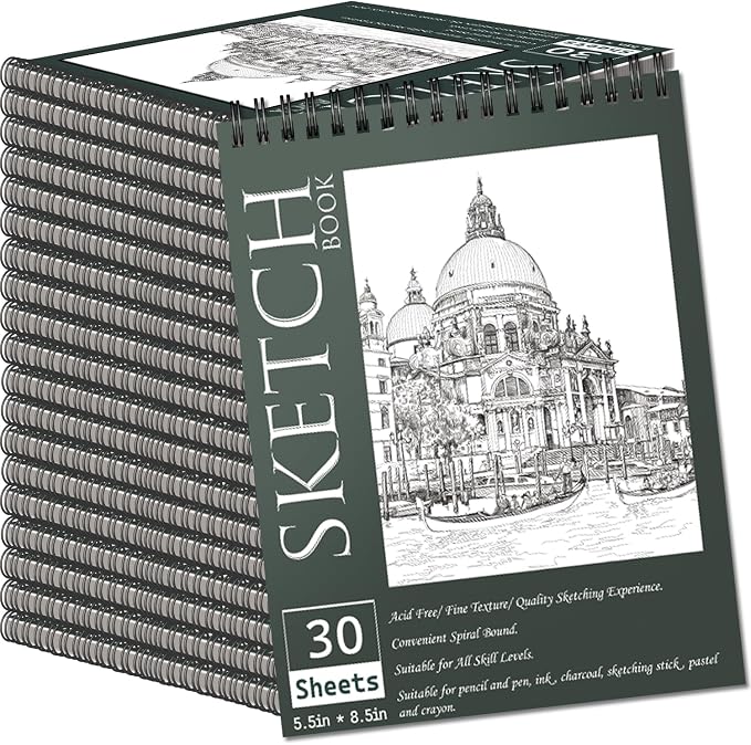 OSIMIG 20 Pack Sketch Books 5.5" x 8.5", Top Spiral Bound Sketch Pad, Mini by OSIMIG