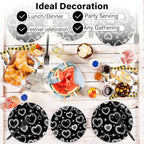 Qyeahkj 100 Pcs 2000s Party Plates Napkins Forks Set Black Heart Tableware - Image 6