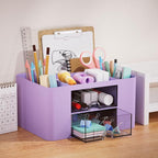 Marbrasse Pen Organizer with 2 Drawer, Desk Organizers and Accessories with 5 - Image 3