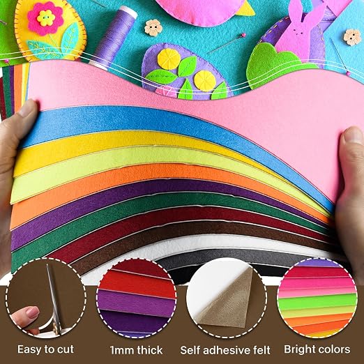 Morcheiong 12 Pcs Self Adhesive Felt Sheet Soft Felt Sheets - Image 3