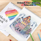 12 Pack Sketch Books, 9 x 12 Inch Sketchbook, 68lb/100gsm Spiral Bound Sketch - Image 7