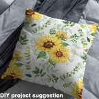 Rustic Sunflowers Fabric by The Yard, Watercolor Floral Flannel Polyester Fabric - Image 3