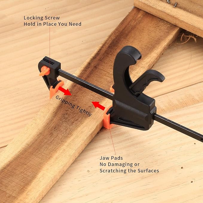 4 Inch Bar Clamps for Woodworking, One Handed Ratchet Wood Working Clamp - Image 6