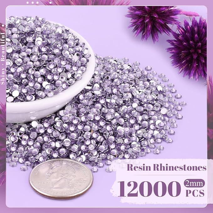 12000PCS 2mm Resin Rhinestones in Bulk, Bedazzling Flatback Crystals Rhinestones - Image 2