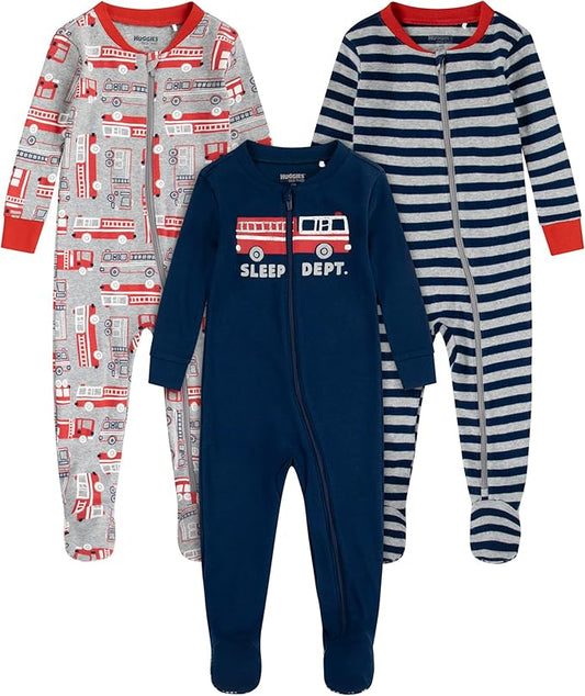 HUGGIES unisex-baby 3-pack Footed Coverall Pajamas