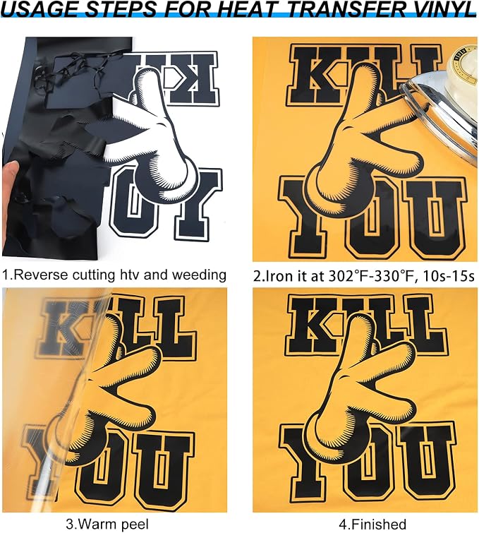 TUMIYA Black Heat Transfer Vinyl HTV Rolls, Glossy Adhesive HTV Vinyl - Image 5