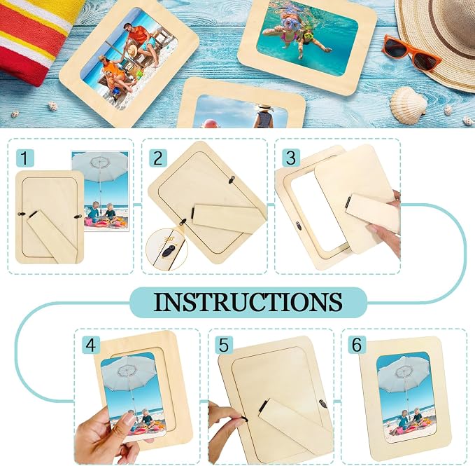 RYKOMO 12 Pieces DIY Wooden Picture Frames, Unfinished Solid Wood Photo Picture - Image 5
