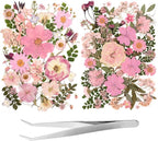 80pcs Pink Pressed Flowers Bulk, Romantic Dried Flower Leaves, Natural Pressed by LGFMGWH