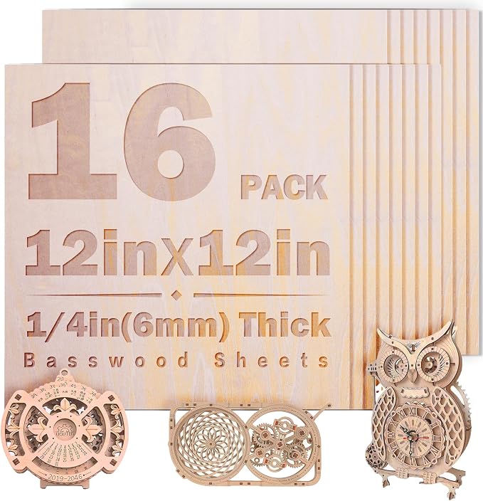 16 Pack Basswood Sheets 1/4 inch, 6mm Basswood by Unknown
