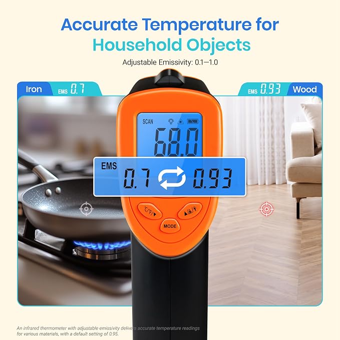 Etekcity Infrared Thermometer Laser Temperature Gun 774, Pizza Oven, Adjustable - Image 3