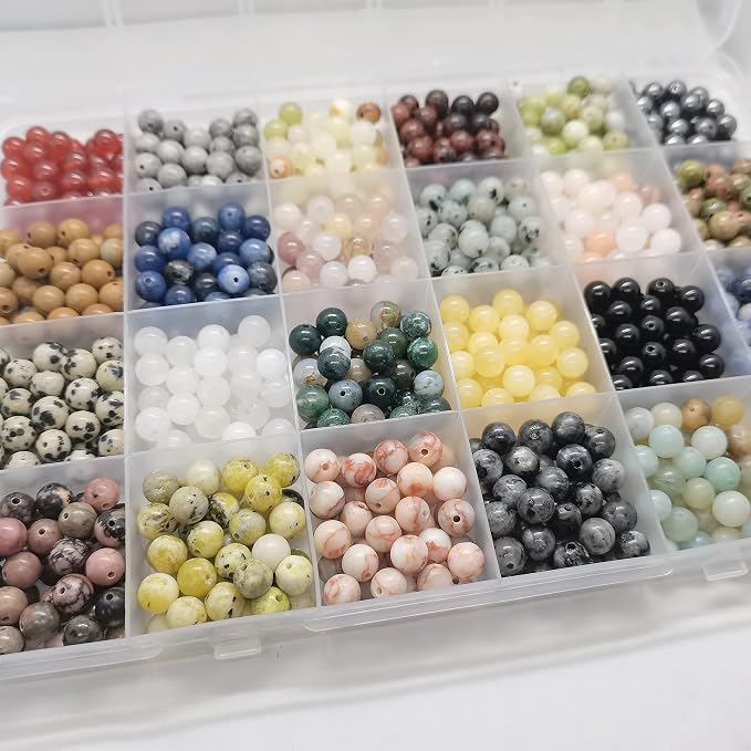 960pcs 6mm Natural Gemstone Beads Crystal Bracelet Jewelry Making Kit | - Image 5