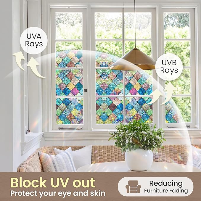 ADD.HERES Window Privacy Film, Stained Glass Decorative Static Cling, Removable - Image 2