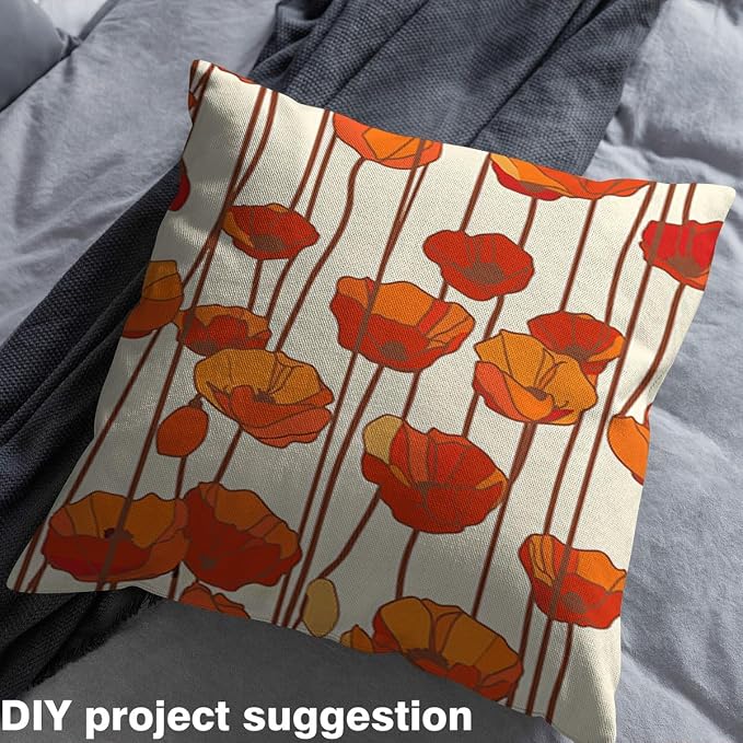 Feelyou Poppy Flowers Upholstery Fabric by The Yard, Rustic Garden Theme - Image 4