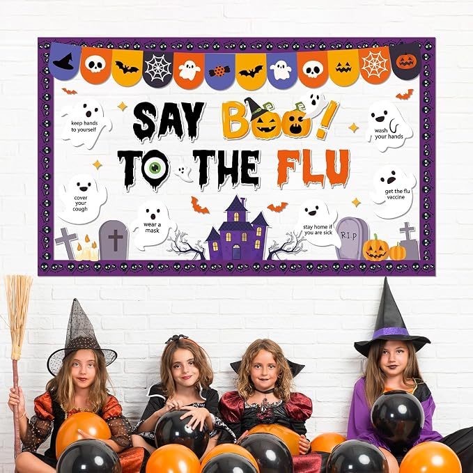 Halloween Ghost Bulletin Board Halloween Healthy Classroom Decorations Set Flu - Image 5