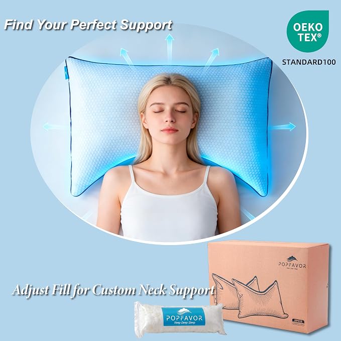 Cooling Pillow King Size, Shredded Memory Foam Adjustable Loft, Slow Rebound - Image 5