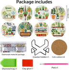 8 PCS Plant Diamond Art Coasters Kits | Diamond Paintings Coasters - Image 2