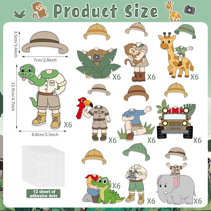 60pcs Jungle Safari Theme DIY Cutouts Jungle Animals Bulletin Board Decoration - Image 2