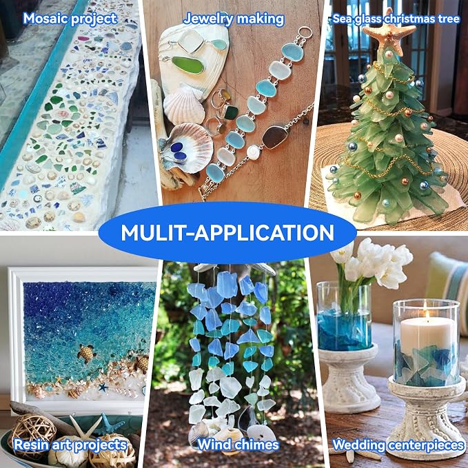 Keedolla 40oz Sea Glass Decor for Crafts, Flat Frosted Seaglass Pieces Bulk - Image 8
