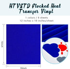 HTVSTD Blue Flock HTV Heat Transfer Vinyl 8 Sheets 12×10in Iron on Vinyl | - Image 2