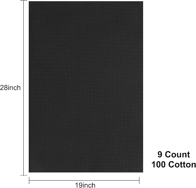 Aida Cloth 9 Count Cross Stitch Fabric, 19×28inch | Black Large Grid, High - Image 2
