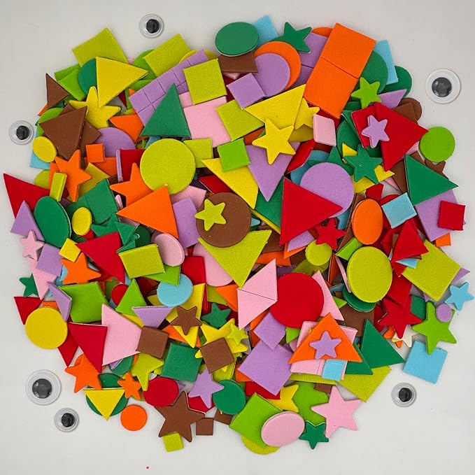 1050 pcs Foam Shapes Stickers, 4shapes-10 Colors Self Adhesive Shape - Image 6
