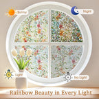 Coavas Stained Glass Window Film, 3D Rainbow Floral, 17.5" x 78.7" | Decorative - Image 8