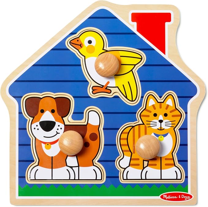 Melissa & Doug Pet Animals Jumbo Knob Puzzle, Wooden Peg Puzzle by Unknown