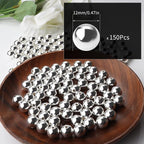 150pcs Silver 12mm Pearl Beads - Image 2