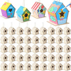 DoubleFill 100 Pcs 4. 33" DIY Wooden Birdhouses Craft - Image 8