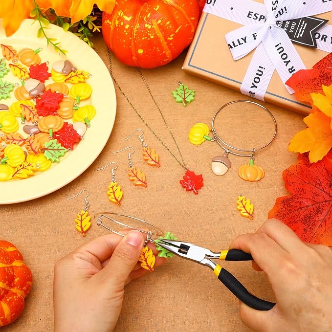 Augshy 64 Pcs Fall Resin Charms Maple Leaf Pumpkin Acorn Autumn Pendant | 7 - Image 4