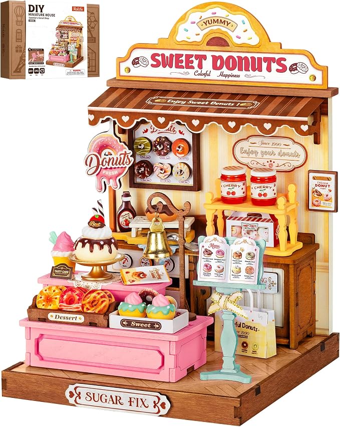 Rolife Miniature House Kits for Adults, Sweetie's Donut Shop Miniverse by Rolife