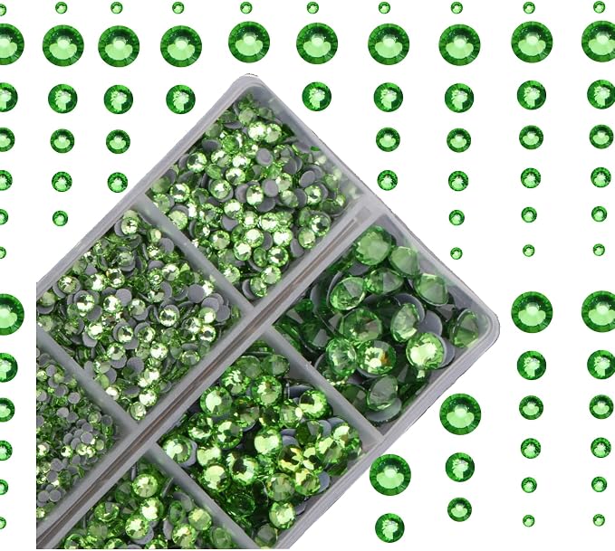 4000pcs Mixed Size Hot Fix Round Crystals Gems Glass Stones Hotfix Flat Back by MASSIVE+BEADS